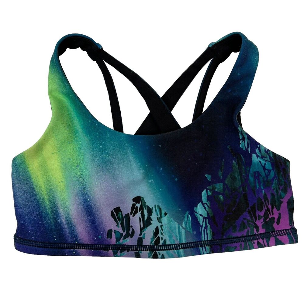 Ivivva Lululemon Girls Size 10 Sports Bra Youth Reversible Black Strappy Logo